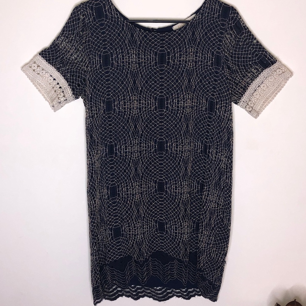 Everleigh knit dress Navy/cream Size XS